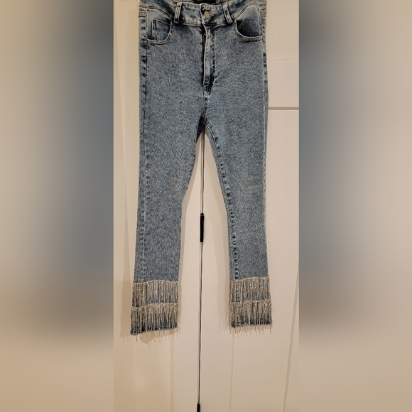 Brand New Rhinestone Fringe Jeans NWOT - Picture 5 of 8